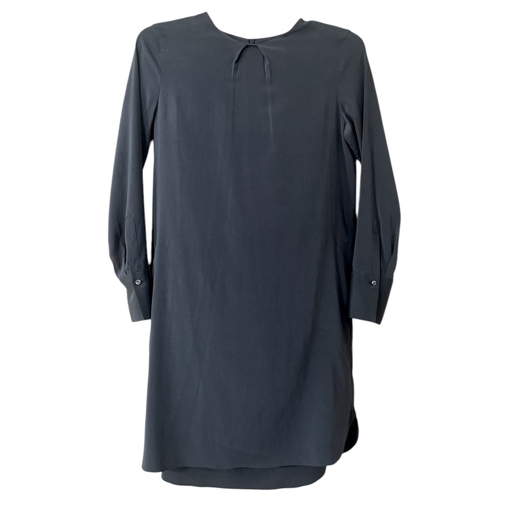 BRUNELLO CUCINELLI LONG SLEEVE SHIFT DRESS DARK GRAY STRETCH SILK
SIZE LARGE